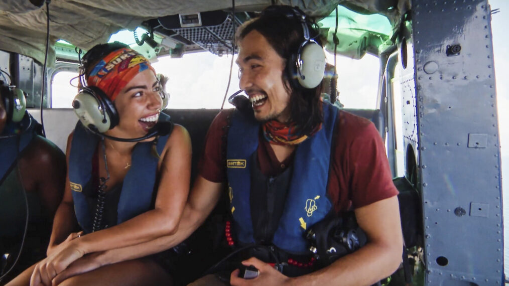 Dee and Austin in helicopter in 'Survivor' Season 45 Episode 12