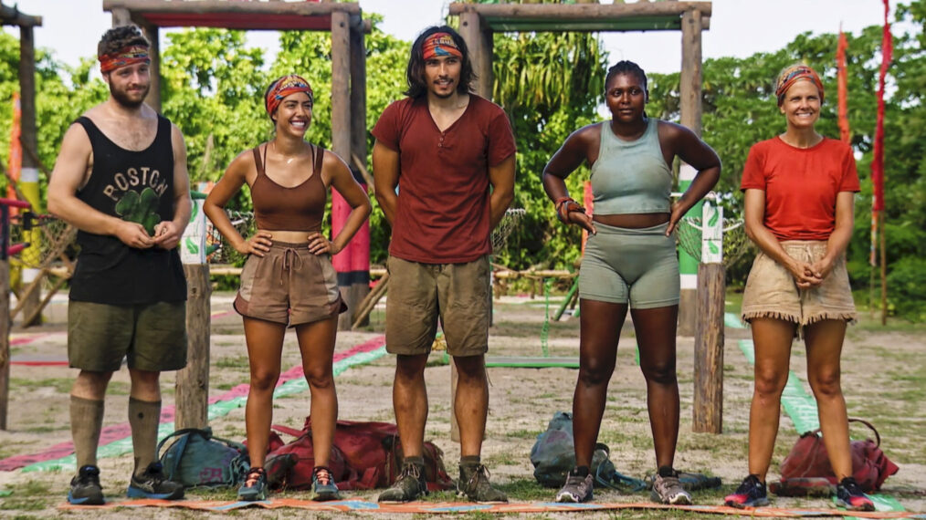 Jake O'Kane, Dee Valladares, Austin Li Coon, Katurah Topps, and Julie Alley in the 'Survivor' Season 45 finale