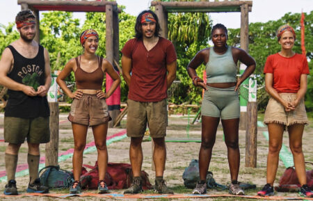 Jake O'Kane, Dee Valladares, Austin Li Coon, Katurah Topps, and Julie Alley in the 'Survivor' Season 45 finale