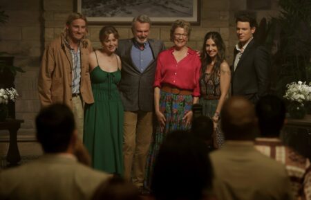 Conor Merrigan-Turner as Logan, Essie Randles as Brooke, Sam Neill as Stan, Annette Bening as Joy, Alison Brie as Amy, Jake Lacy as Troy in 'Apples Never Fall'