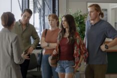 Jake Lacy as Troy, Essie Randles as Brooke, Alison Brie as Amy, and Conor Merrigan-Turner as Logan in 'Apples Never Fall'