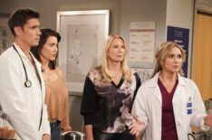 Tanner Novlan as Dr. John Finnegan, Jacqueline MacInnes Wood as Steffy Forrester, Katherine Kelly Lang as Brooke Logan and Ashley Jones as Dr. Bridget Forrester in 'The Bold and the Beautiful'