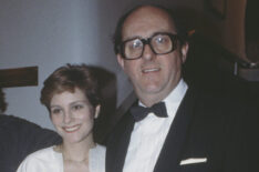 British actress Elizabeth Garvie and her husband, British actor Anton Rodgers, attend the 1985 BAFTA Awards