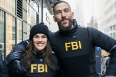 Missy Peregrym and Zeeko Zaki smiling in 'FBI'