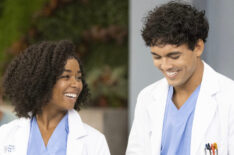 Alexis Floyd as Griffith and Niko Terho as Adams in 'Grey's Anatomy'