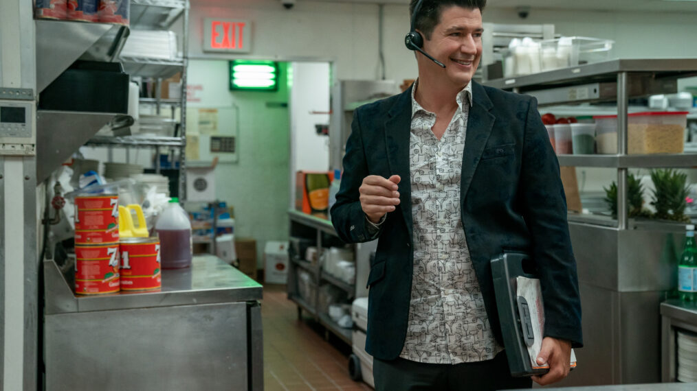 Ken Marino in a kitchen