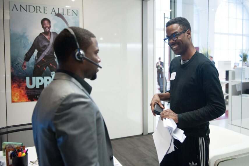 Top Five Kevin Hart, director Chris Rock, on set, 2014