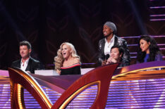 The Masked Singer judges Robin Thicke, Jenny McCarthy, host Nick Cannon, Ken Jeong, Nicole Scherzinger