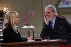 Melissa Rauch as Abby Stone and John Larroquette as Dan Fielding in 'Night Court' Christmas episode - Season 2