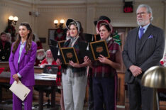 India de Beaufort as Olivia, John Larroquette as Dan Fielding in 'Night Court' Christmas episode