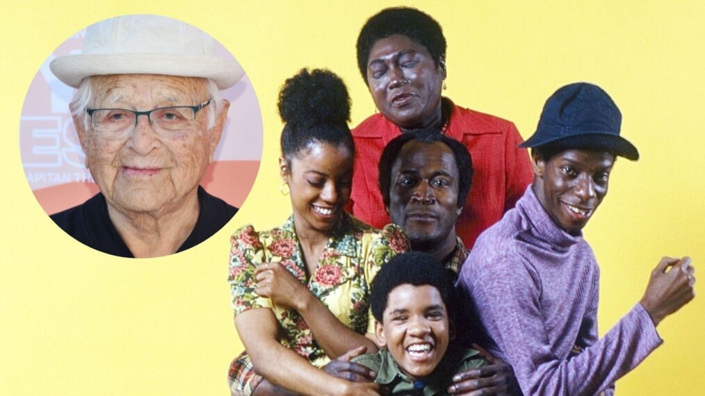 Norman Lear (inset); the cast of 'Good Times' (R)