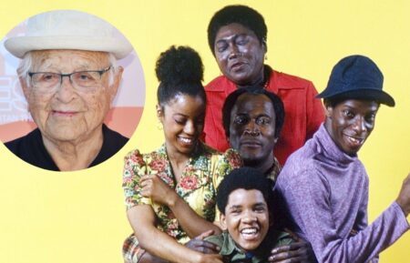 Norman Lear (inset); the cast of 'Good Times' (R)