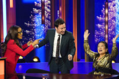 Keke Palmer, Jimmy Fallon, and a contestant in the 'Password' 2023 holiday special