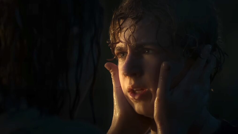 Walker Scobell as Percy Jackson in the Minotaur scene from the 'Percy Jackson' series premiere