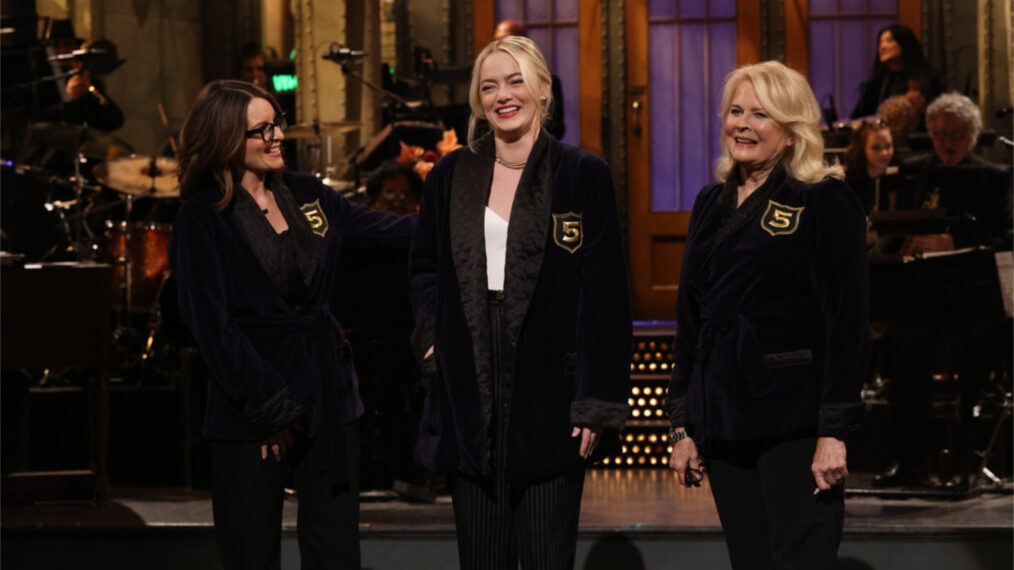 Tina Fey, Emma Stone, and Candice Bergen on 'Saturday Night Live'