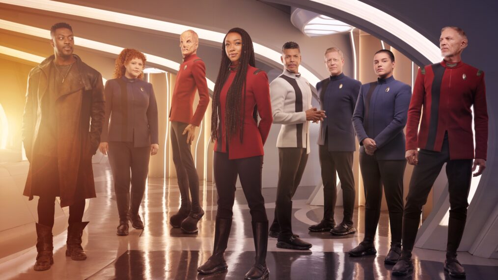 David Ajala, Mary Wiseman, Doug Jones, Sonequa Martin-Green, Wilson Cruz, Anthony Rapp, Blu Del Barrio, Callum Keith Rennie in 'Star Trek: Discovery' - Season 5