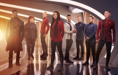 David Ajala, Mary Wiseman, Doug Jones, Sonequa Martin-Green, Wilson Cruz, Anthony Rapp, Blu Del Barrio, Callum Keith Rennie in 'Star Trek: Discovery' - Season 5