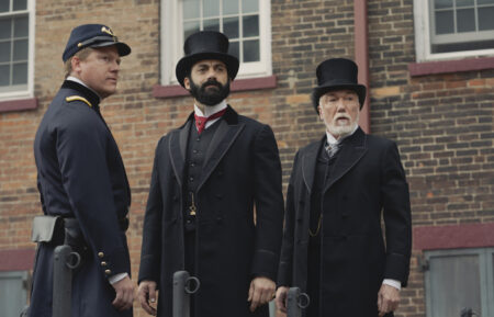 Morgan Spector as George Russell and Patrick Page as Richard Clay in 'The Gilded Age' Season 2 Episode 6
