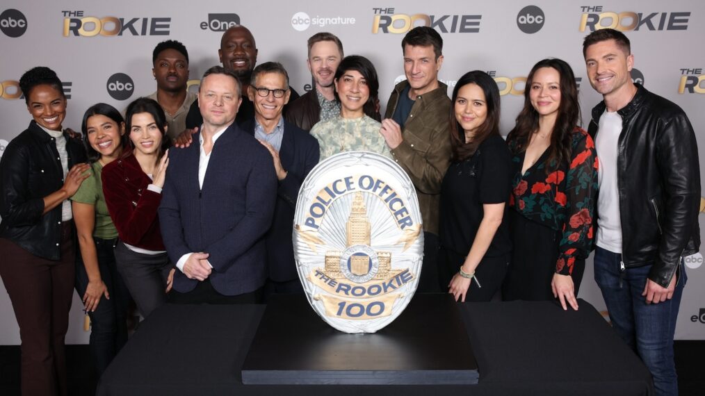 Mekia Cox, Lisseth Chavez, Jenna Dewan, Tru Valentino, Alexi Hawley, Richard T. Jones, Michael Lombardo, Shawn Ashmore, Simran Sethi, Nathan Fillion, Alyssa Diaz, Melissa O'Neil, and Eric Winter — 'The Rookie' Episode 100 Celebration