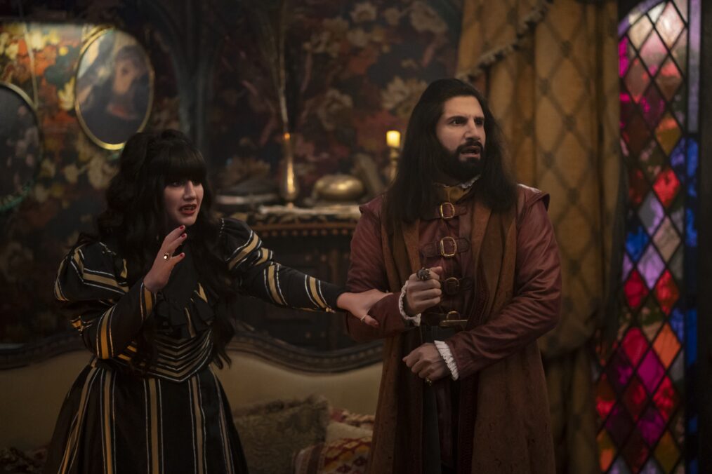 Natasia Demetriou as Nadja, Kayvan Novak as Nandor in 'What We Do in the Shadows' Season 5