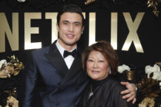 Charles Melton and his mom, Sukyong Melton, attend the 2024 Golden Globe Netflix After Party