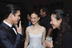 Charles Melton, Natalie Portman and Elizabeth Chai Vasarhelyi attend the 2024 Golden Globe Netflix After Party