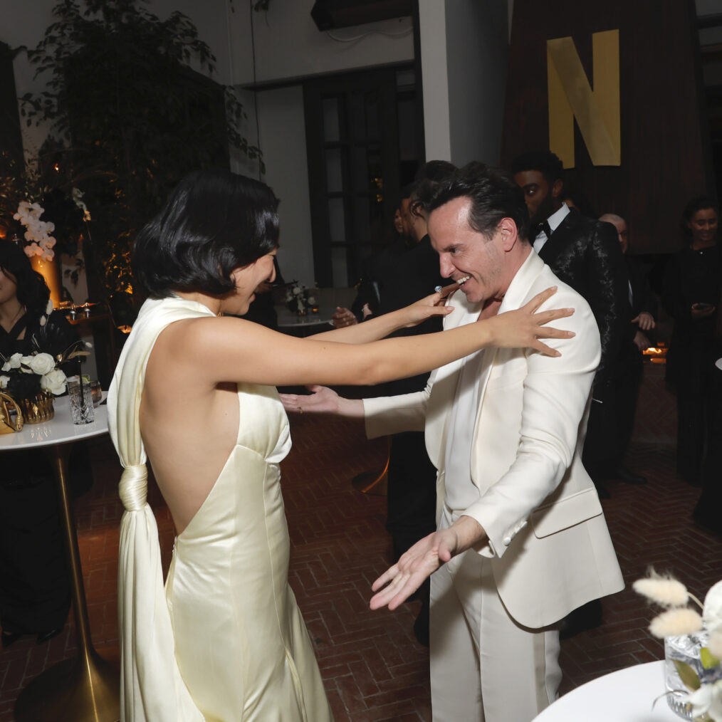Past Lives' Greta Lee and All of Us Strangers' Andrew Scott attend the 2024 Golden Globe Netflix After Party