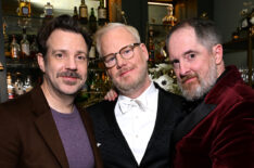 Jason Sudeikis, Jim Gaffigan, and Brendan Hunt attend the 2024 Golden Globe Netflix After Party