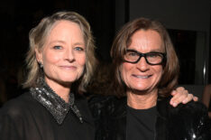 Jodie Foster and Bonnie Stoll attend the 2024 Golden Globe Netflix After Party