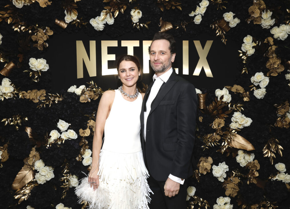 Keri Russell and Matthew Rhys attend Netflix's 2024 Golden Globe After Party at Spago on January 07, 2024 in Beverly Hills, California.