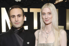 Khalid Abdalla and Elizabeth Debicki attend Netflix's 2024 Golden Globe After Party at Spago on January 07, 2024 in Beverly Hills, California.