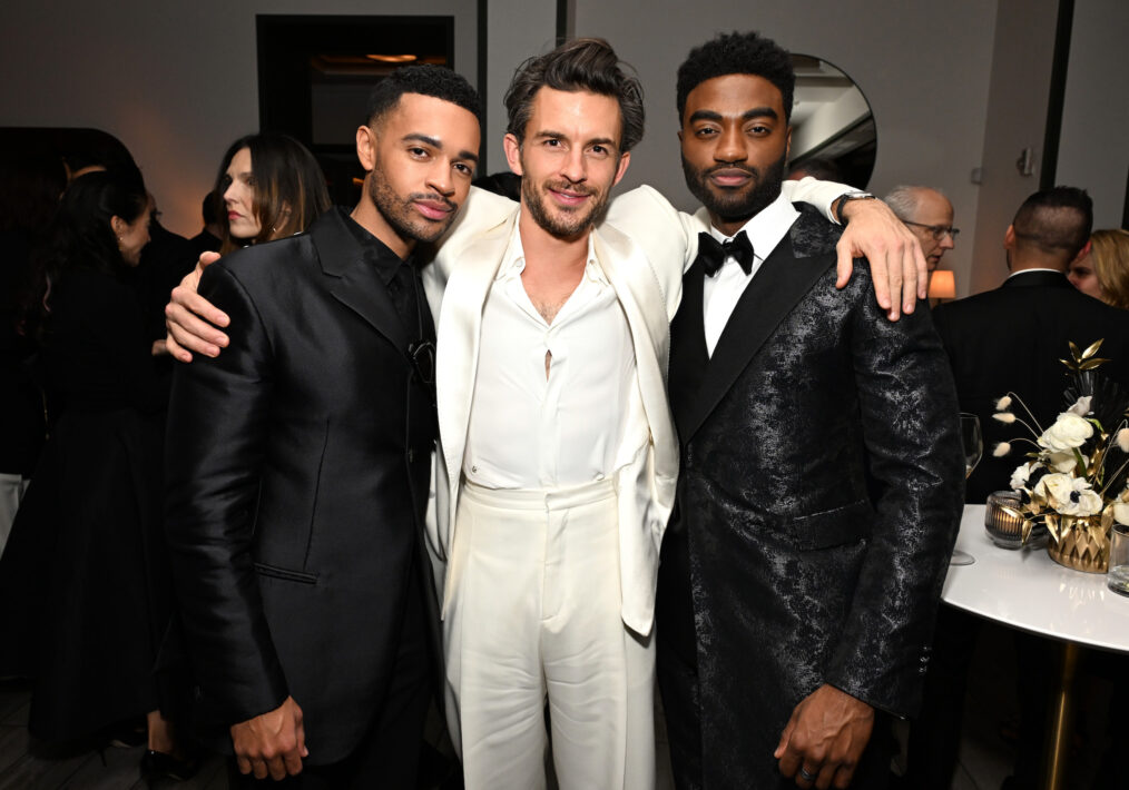 Noah J. Ricketts, Jonathan Bailey, and Jelani Alladin attend Netflix's 2024 Golden Globe After Party at Spago on January 07, 2024 in Beverly Hills, California.