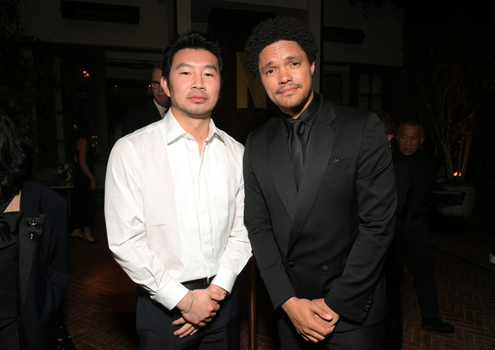 Simu Liu and Trevor Noah attend Netflix's 2024 Golden Globe After Party at Spago on January 07, 2024 in Beverly Hills, California.