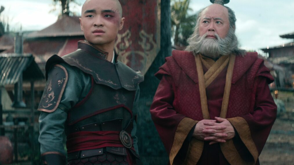 Dallas Liu as Prince Zuko, Paul Sun-Hyung Lee as Iroh in season 1 of Avatar: The Last Airbender