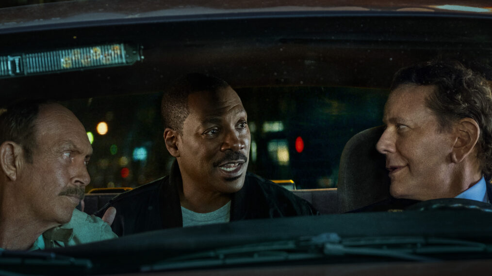 John Ashton as Chief John Taggart, Eddie Murphy as Axel Foley, and Judge Reinhold as Billy Rosewood in Beverly Hills Cop: Axel F