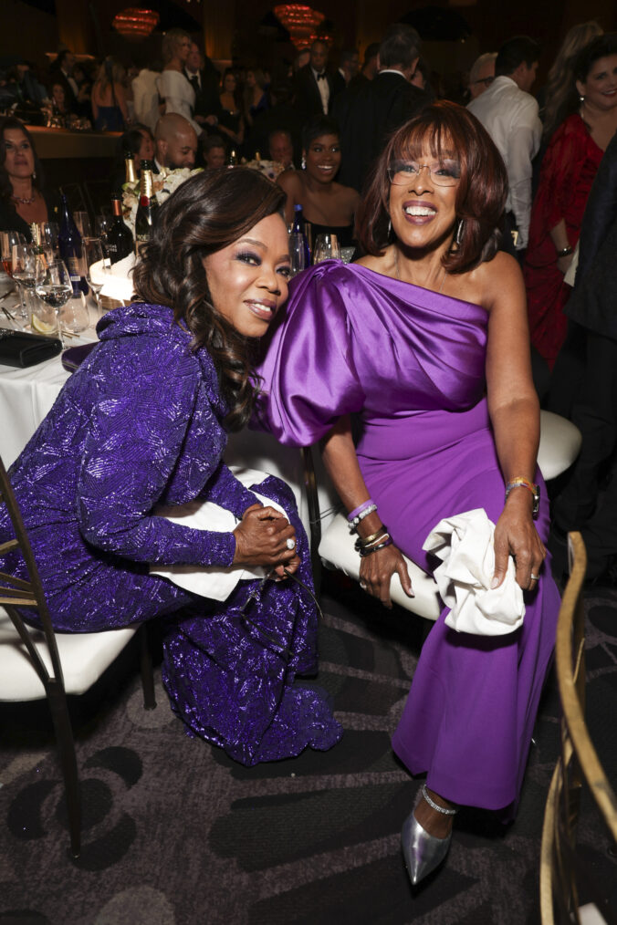 Oprah Winfrey and Gayle King at the 81st Annual Golden Globe Awards