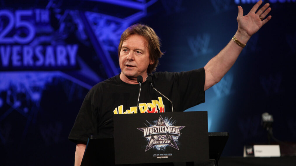 Wrestler 'Rowdy' Roddy Piper attends the WrestleMania 25th anniversary press conference at the Hard Rock Cafe