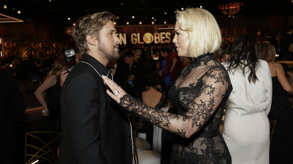 Ryan Gosling and Hannah Waddingham at the 81st Annual Golden Globe Awards