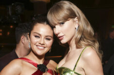Selena Gomez and Taylor Swift at the 81st Annual Golden Globe Awards, airing live from the Beverly Hilton in Beverly Hills, California on Sunday, January 7, 2024, at 8 PM ET/5 PM PT, on CBS and streaming on Paramount+. Photo: Todd Williamson/CBS ©2024 CBS Broadcasting, Inc. All Rights Reserved.