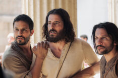 Alaa Safi as Simon the Zealot, Jonathan Roumie as Jesus, and Shahar Isaac as Simon Peter in 'The Chosen'