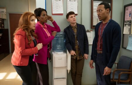 Lisa Ann Walter, Sheryl Lee Ralph, Chris Perfetti, and Tyler James Williams in 'Abbott Elementary' Season 3