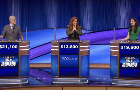 Mo Rocca, Lisa Ann Walter, and Katie Nolan on Celebrity Jeopardy finale