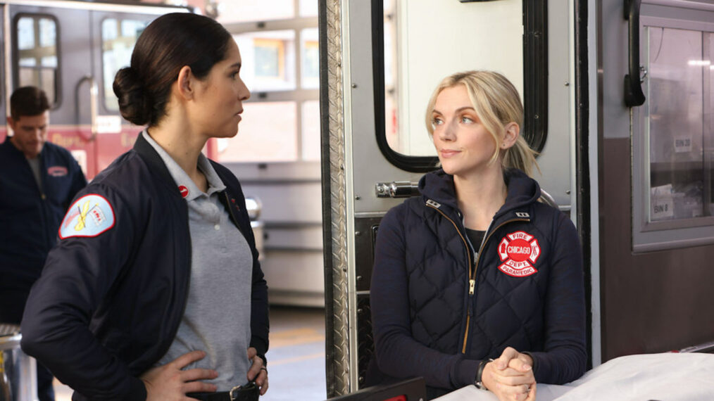 Miranda Rae Mayo as Stella Kidd, Kara Killmer as Sylvie Brett in 'Chicago Fire' - Season 12