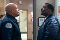 Joe Minoso as Joe Cruz and Eamonn Walker as Chief Wallace Boden in 'Chicago Fire' Season 12 Episode 3