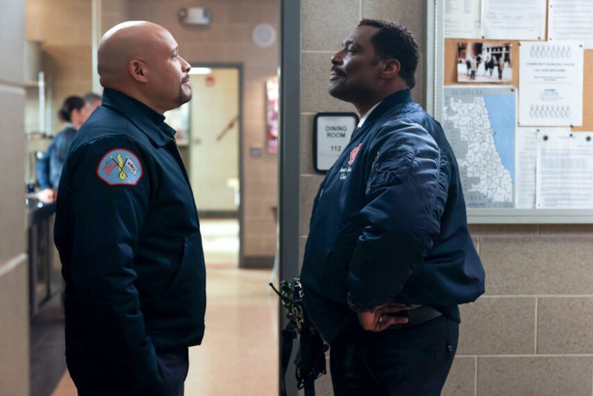 Joe Minoso as Joe Cruz and Eamonn Walker as Chief Wallace Boden in 'Chicago Fire' Season 12 Episode 3