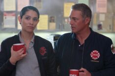 Miranda Rae Mayo as Stella Kidd and Taylor Kinney as Kelly Severide in 'Chicago Fire' Season 12 Episode 3