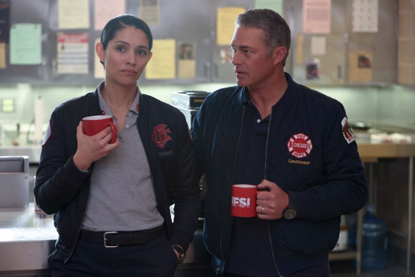 Miranda Rae Mayo as Stella Kidd and Taylor Kinney as Kelly Severide in 'Chicago Fire' Season 12 Episode 3