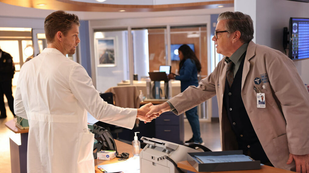 Luke Mitchell and Oliver Platt in 'Chicago Med' - Season 9
