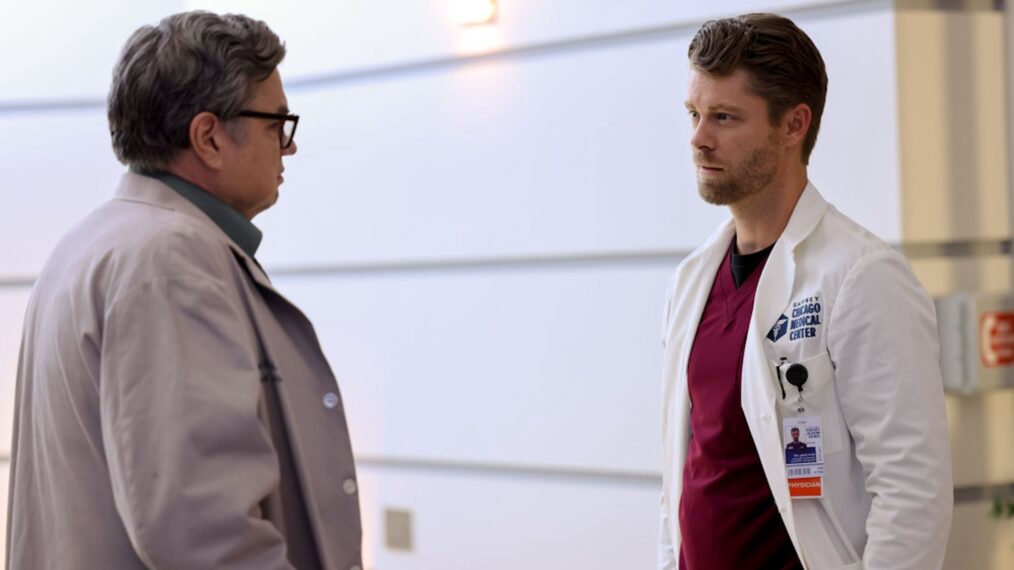 Oliver Platt as Dr. Daniel Charles and Luke Mitchell as Dr. Mitch Ripley in the 'Chicago Med' Season 9 Premiere