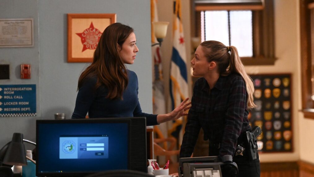 Marina Squerciati as Kim Burgess and Tracy Spiridakos as Hailey Upton in 'Chicago P.D.' Season 11 Episode 2